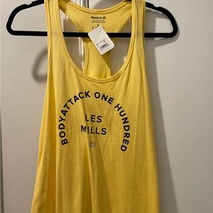 Reebok Women’s NWT BODYATTACK 100 Les Mills L Yellow Tank Top